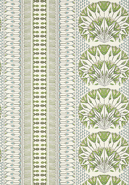 Anna French Cairo Wallcovering in Green and White  